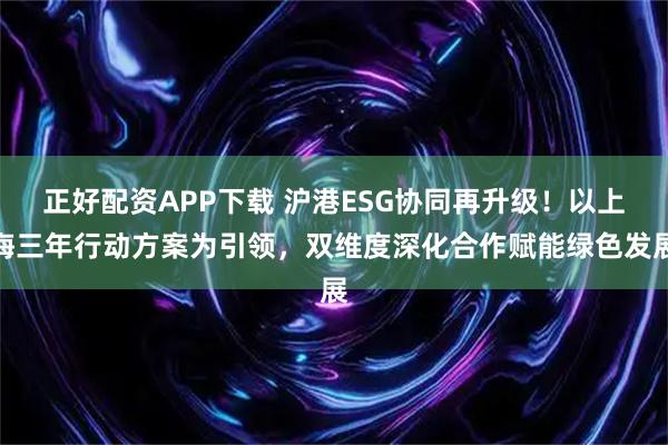 正好配资APP下载 沪港ESG协同再升级!以上海三年行动方案为引领,双维度深化合作赋能绿色发展