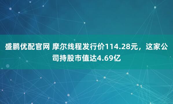 盛鹏优配官网 摩尔线程发行价114.28元，这家公司持股市值达4.69亿